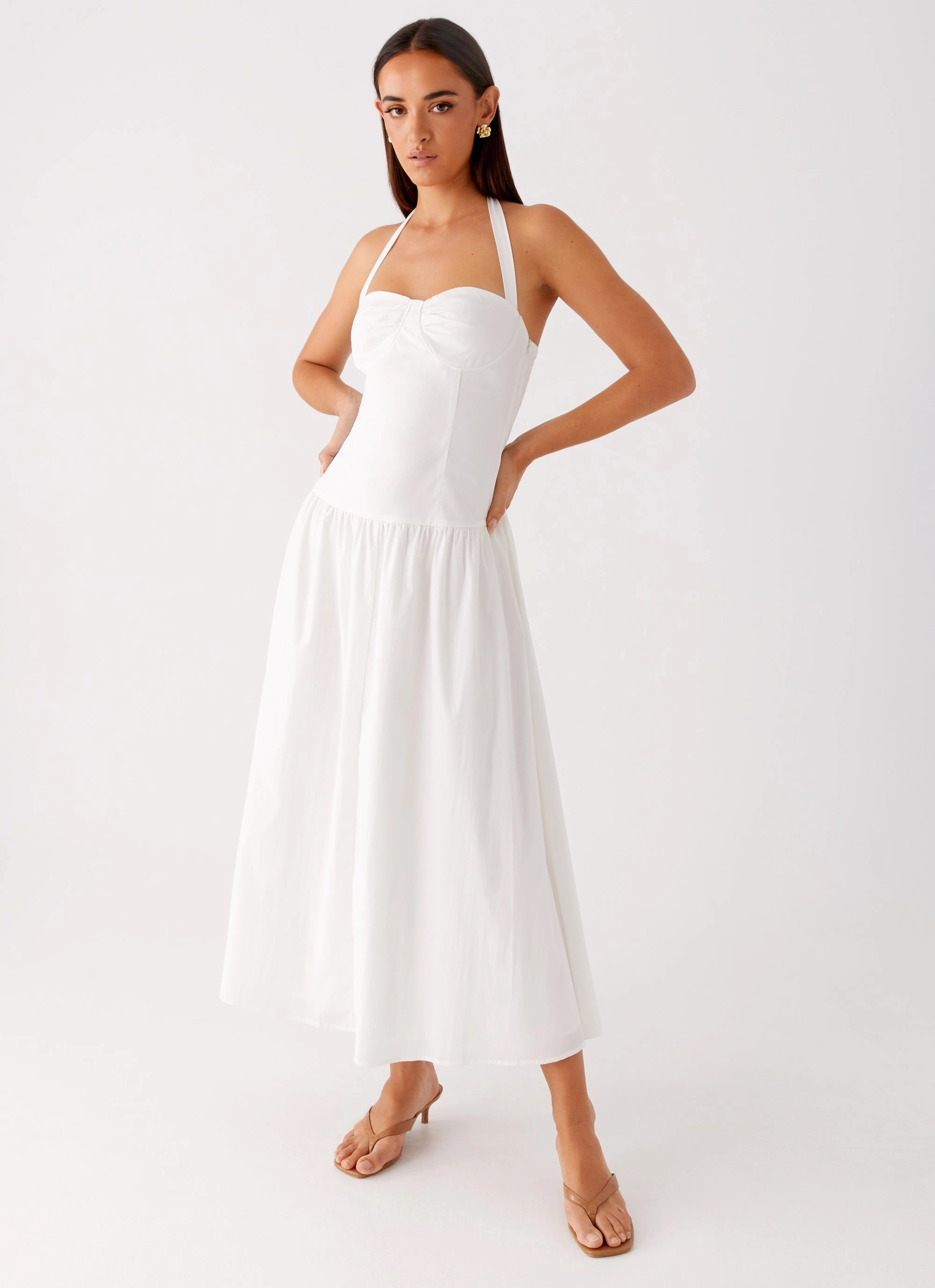 Vento Midi Dress - White Chic casual