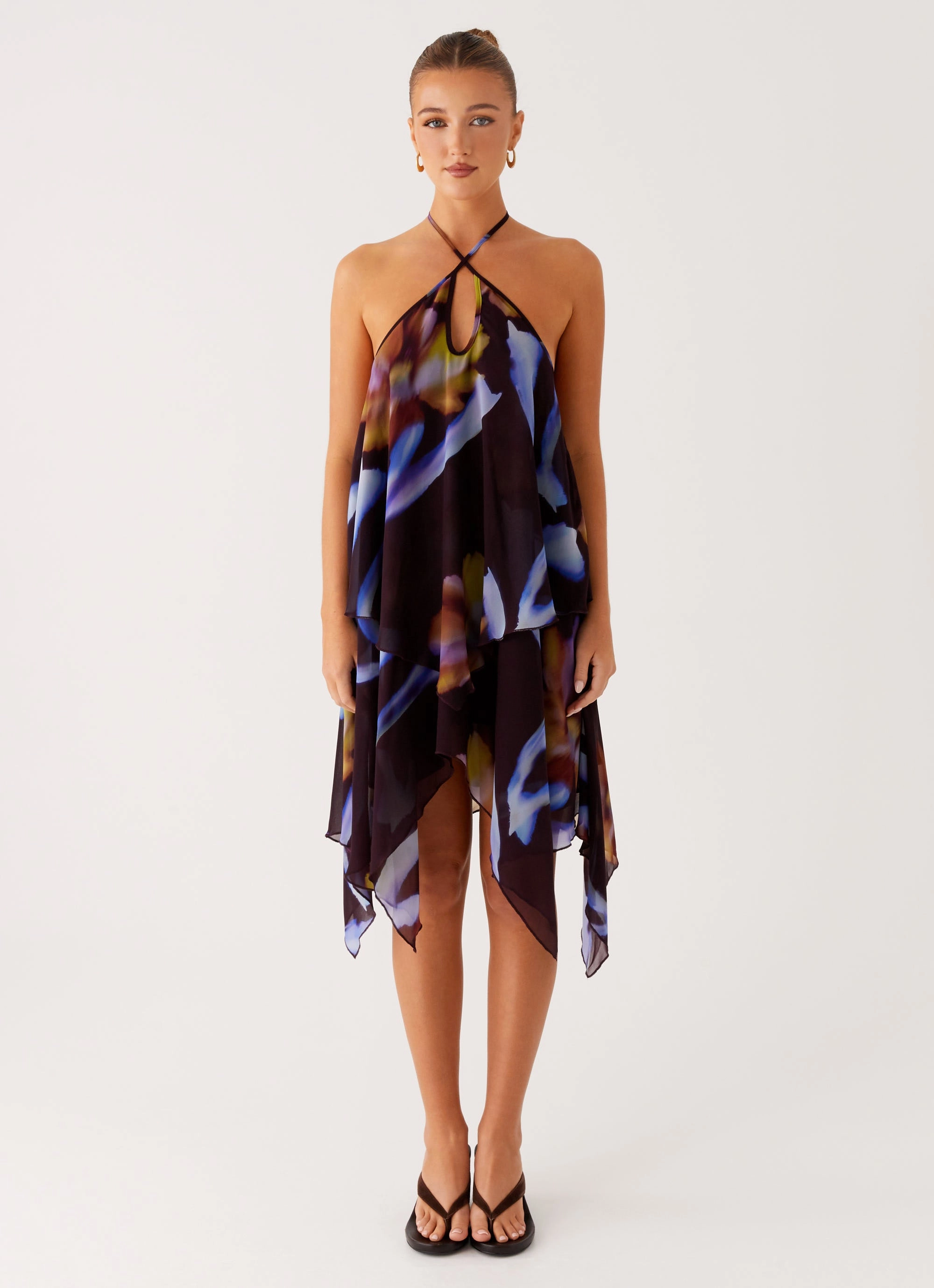 Verbena Midi Dress - Dark Floral Summer-Season Light Appeal