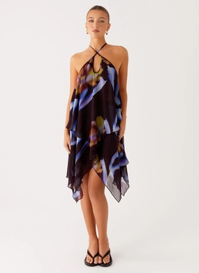 Beach Walk Verbena Midi Dress - Dark Floral