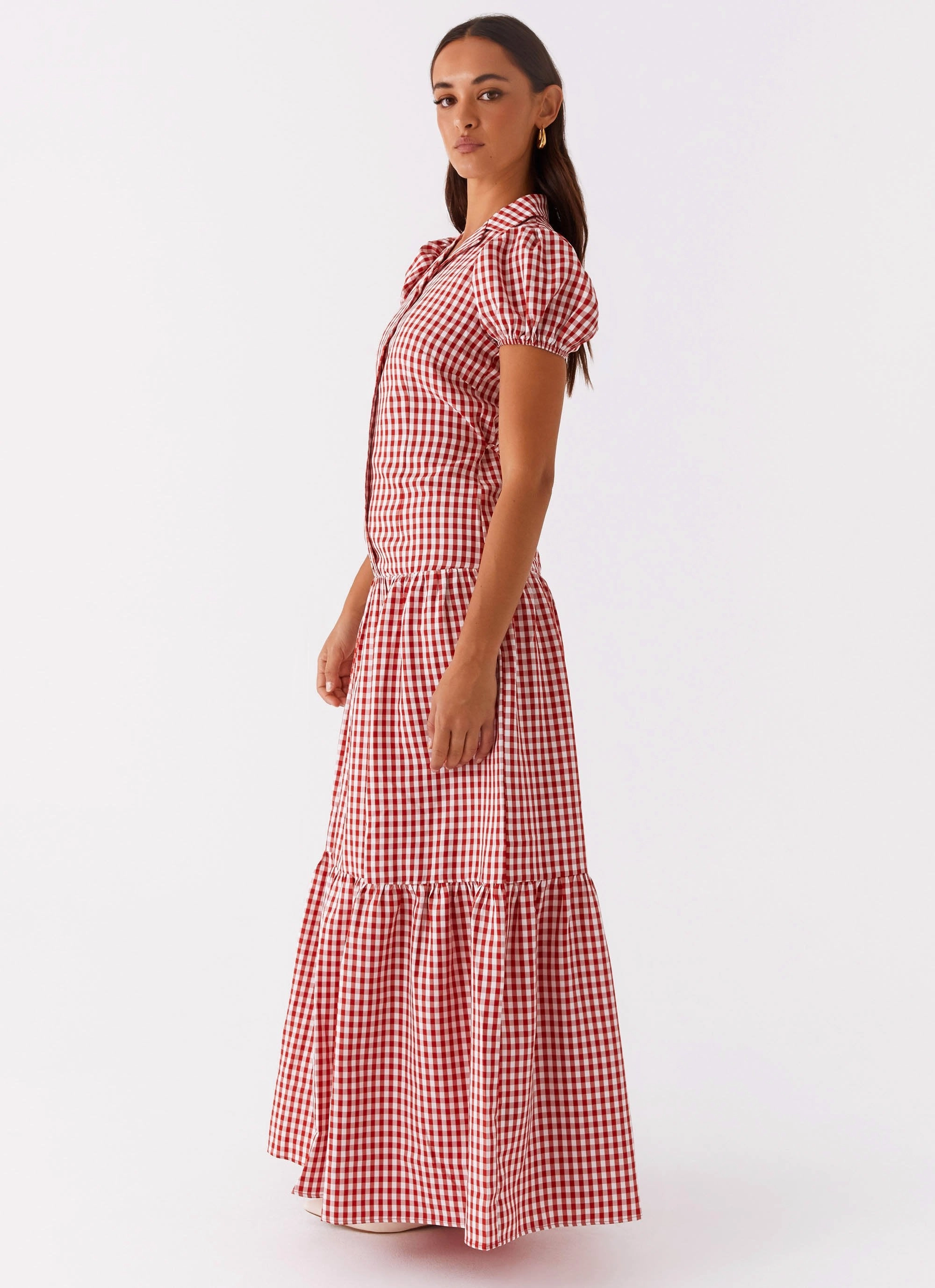 Verity Maxi Dress - Red Gingham Comfortable fit dress for all body types