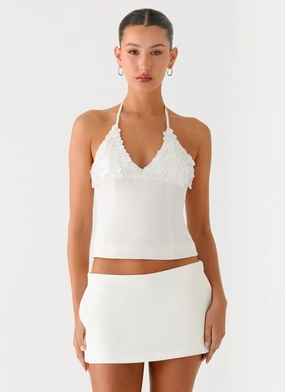 QuickDryTech Anti Static Treatment Lori beaded Halter Top - Ivory