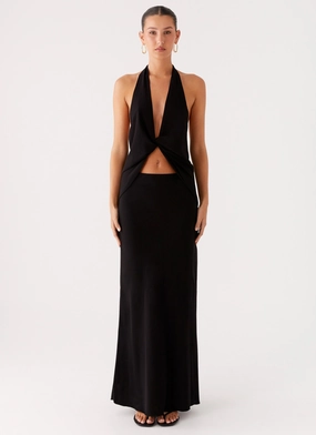 Michaella Chiffon Maxi Skirt - Black Smart Motion Multi Pocket Design