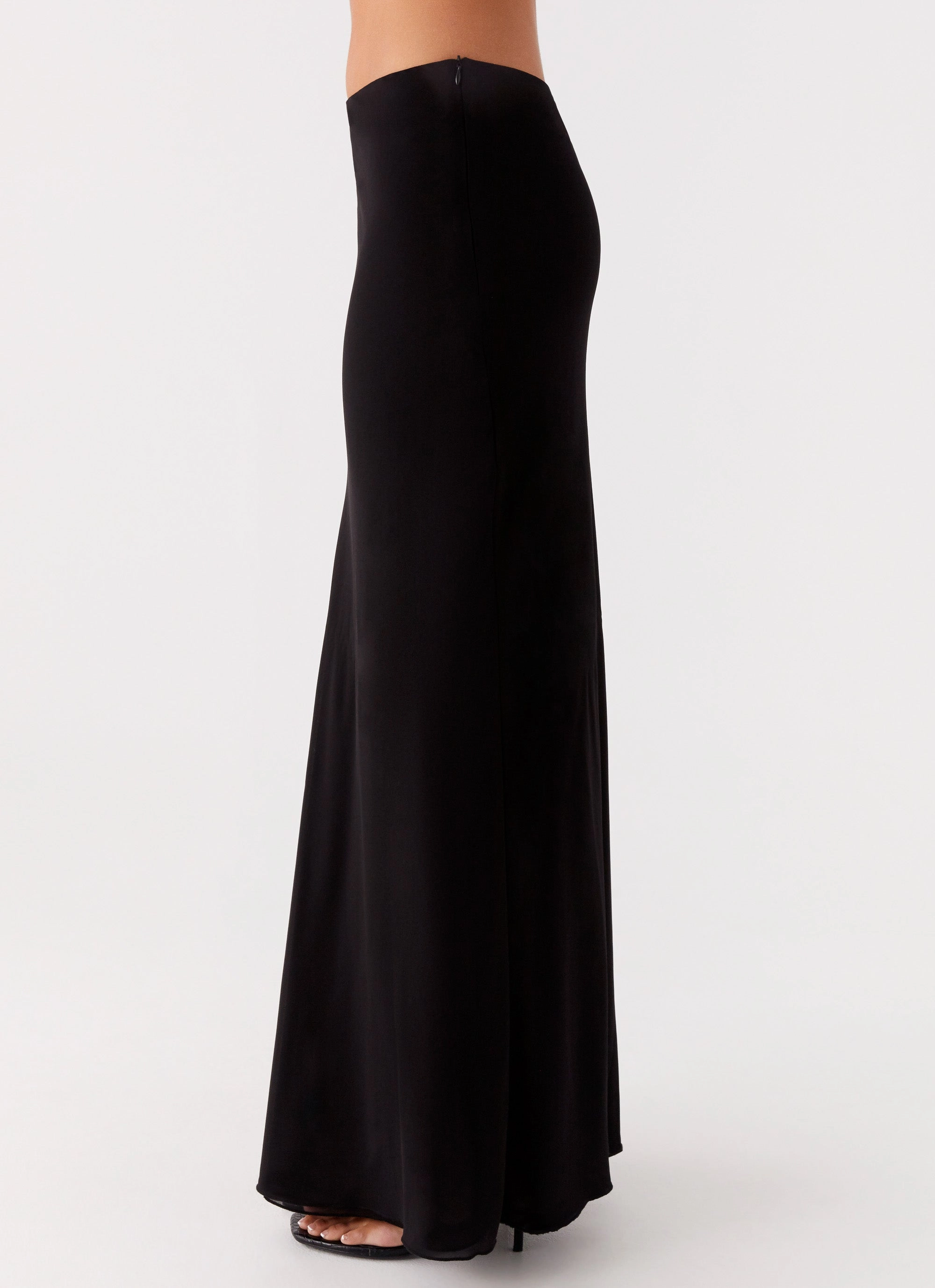 Michaella Chiffon Maxi Skirt - Black Versatile Waist Heat Friendly