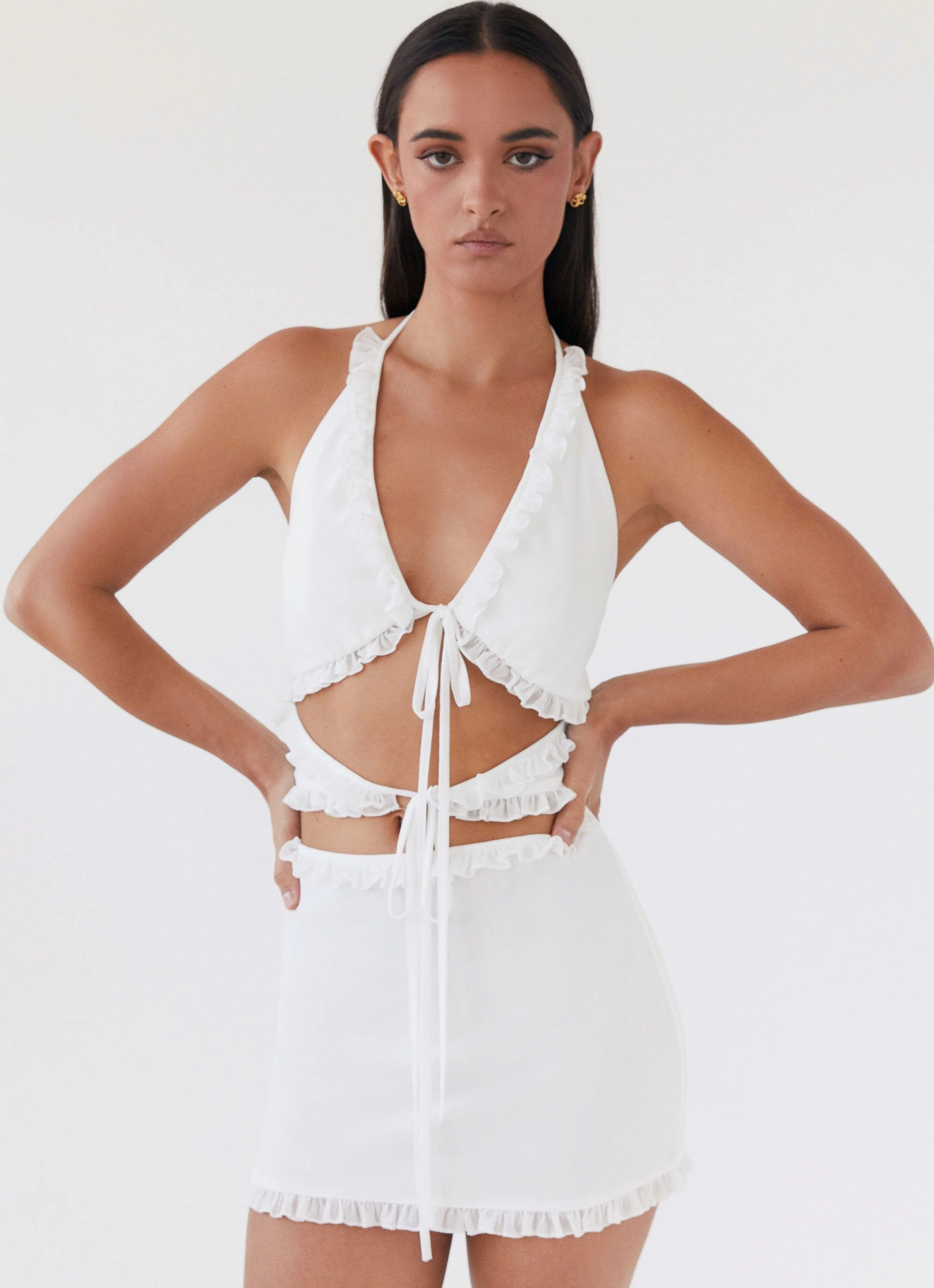 packable Layered Look Love Exchange Ruffle Mini Dress - White