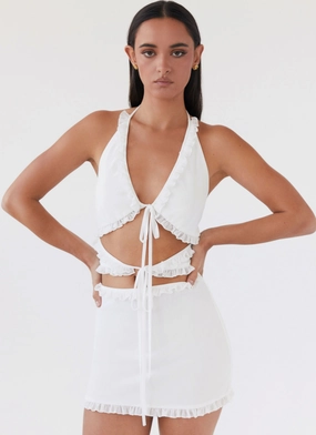 packable Layered Look Love Exchange Ruffle Mini Dress - White
