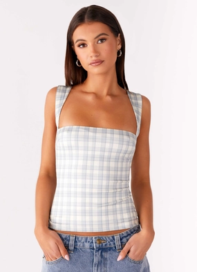 No Drama Strap Top - Grey Check MeshVentilation AntiSlipGrip