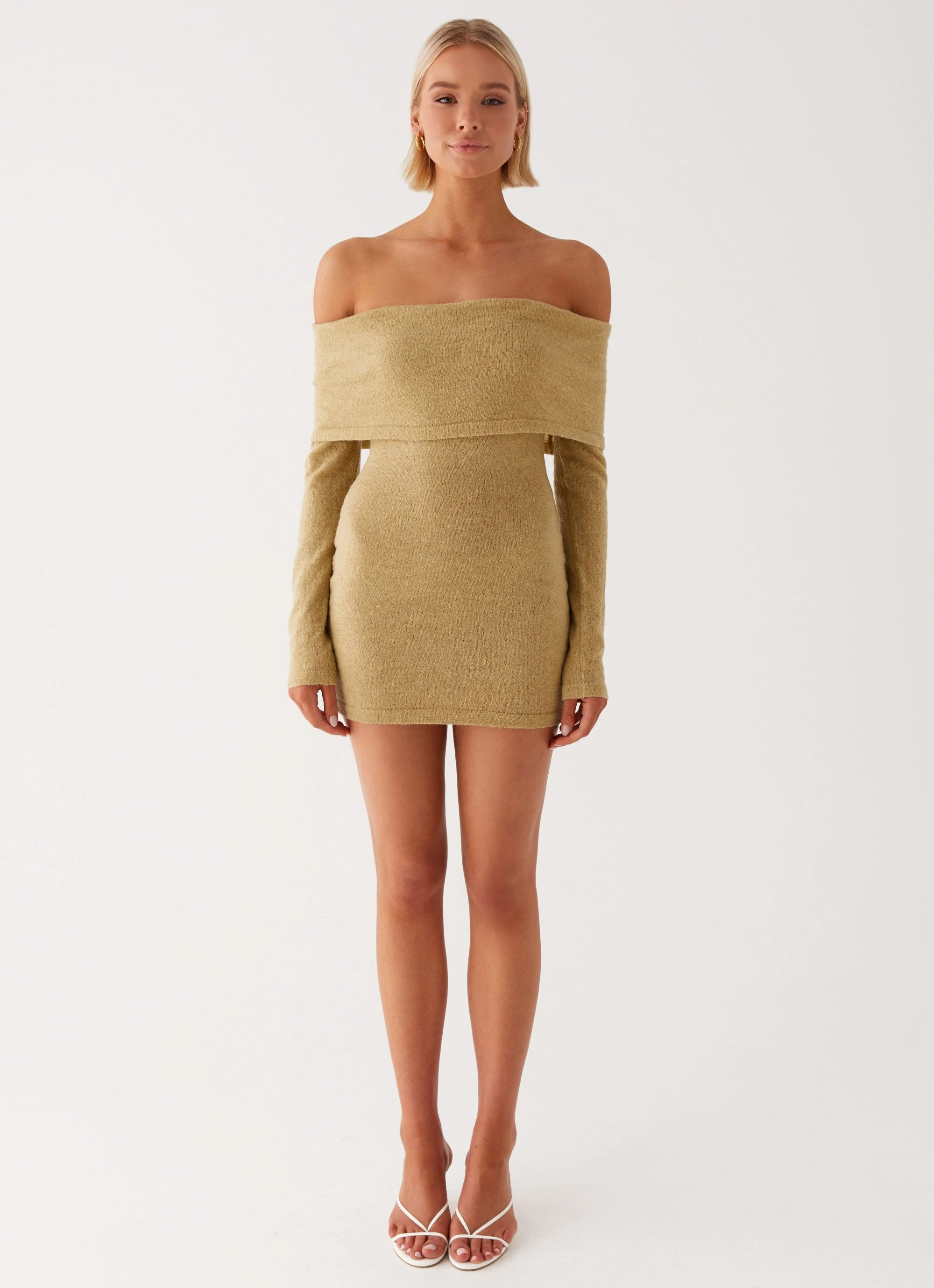 Myla Off Shoulder Mini Dress - Camel Versatile occasion dress Photo Glow