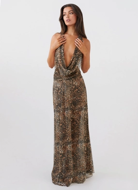 Elysia Mesh Maxi Dress - Leopard Modern Form