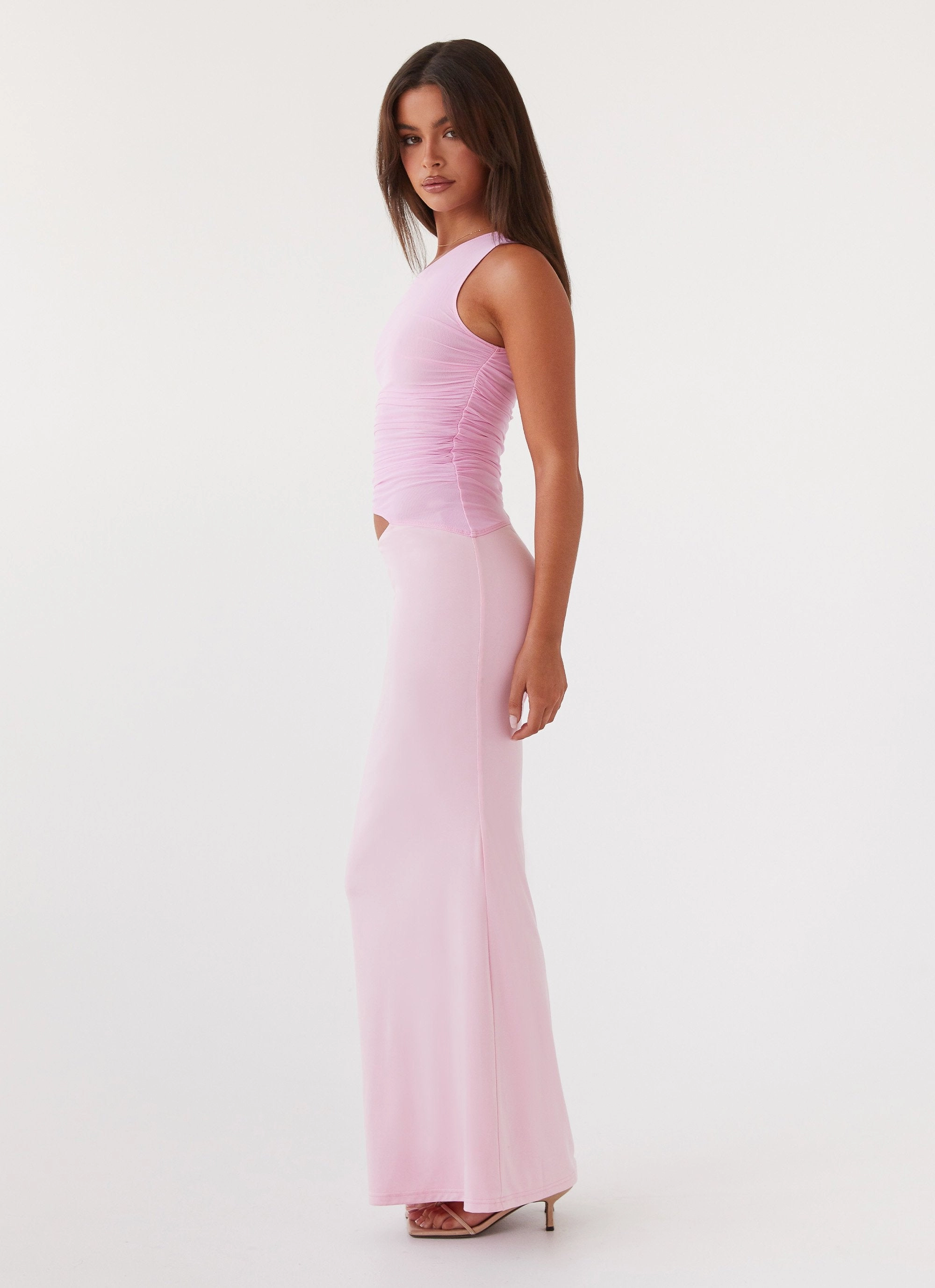 Seranella One Shoulder Maxi Dress - Pink New York