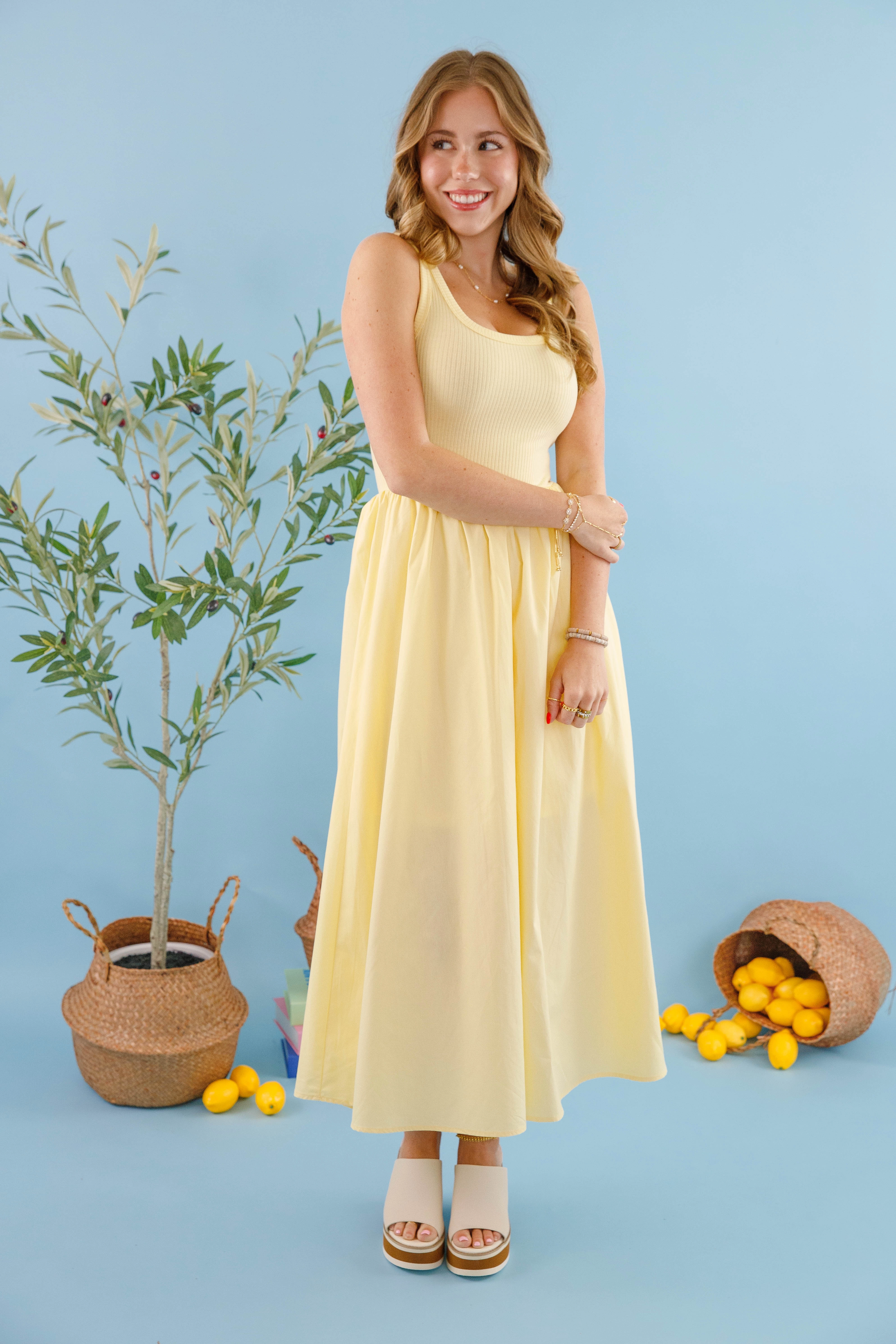 On The Bright Side Midi Dress Long Lines Power Soft