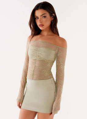 Casual Chic Wear Collide Lace Mini Dress - Sage