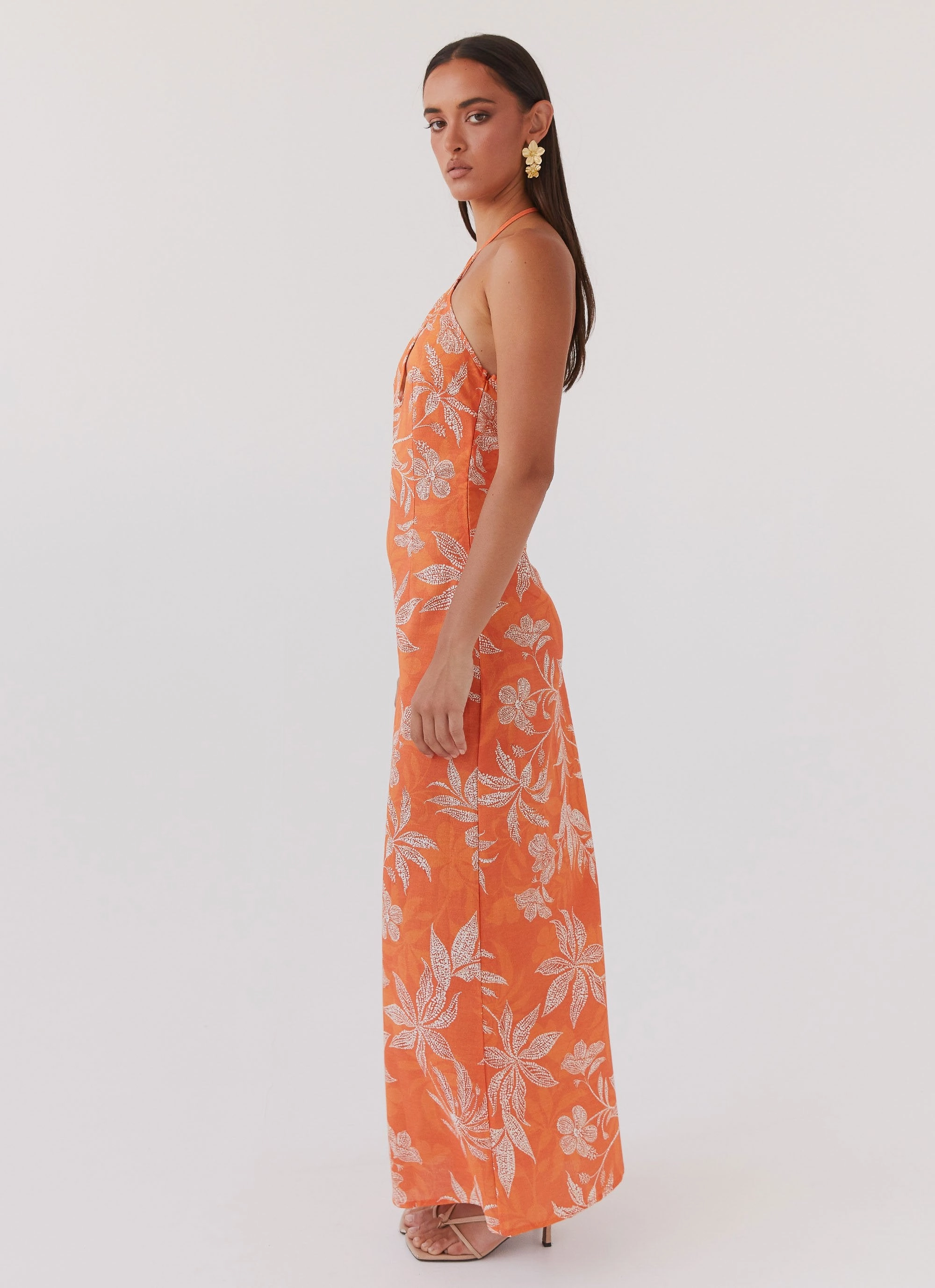 Fringe-Detail Keliegh Linen Maxi Dress - Tropic Sunset