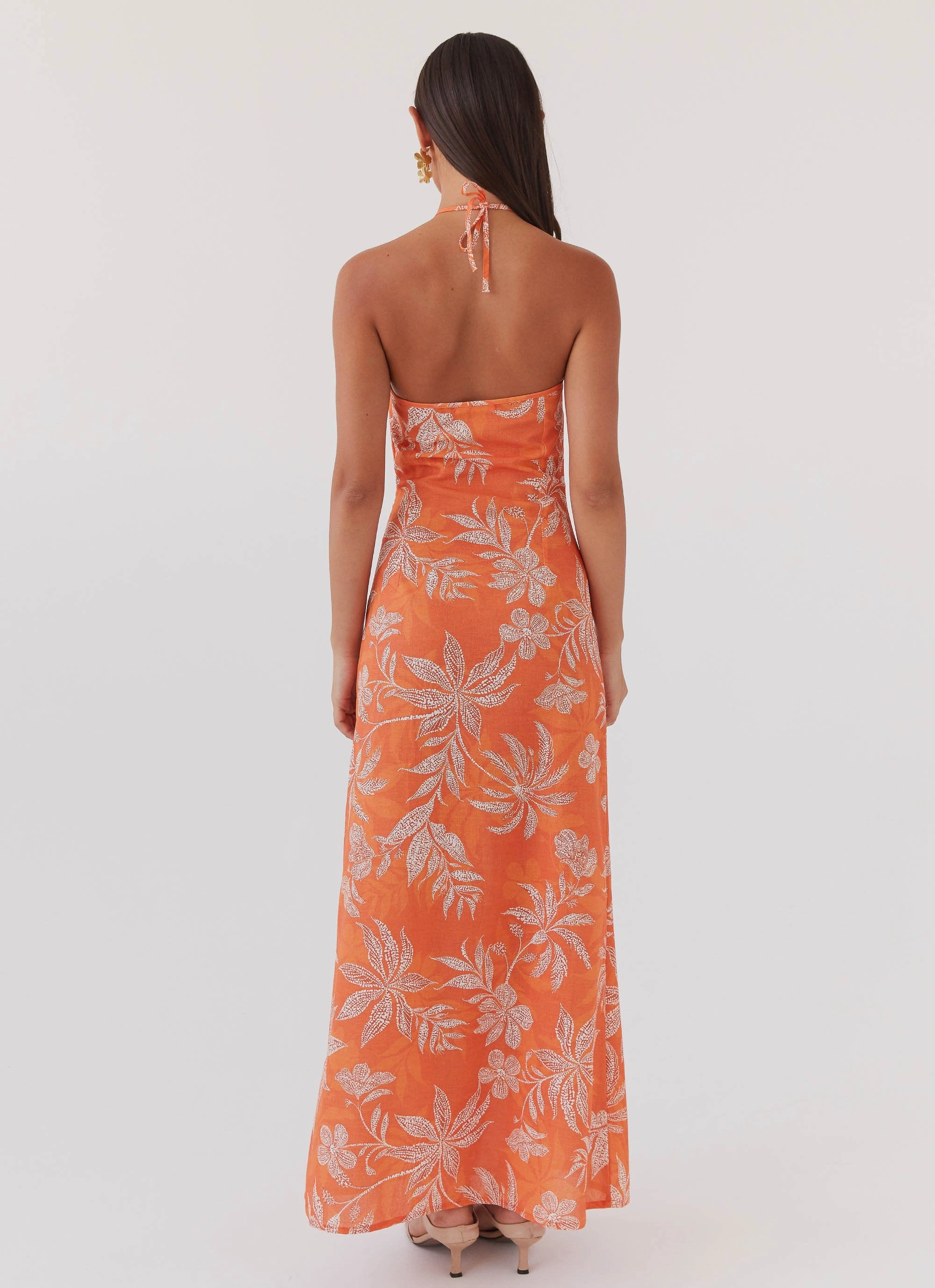Comfortable Cut Keliegh Linen Maxi Dress - Tropic Sunset