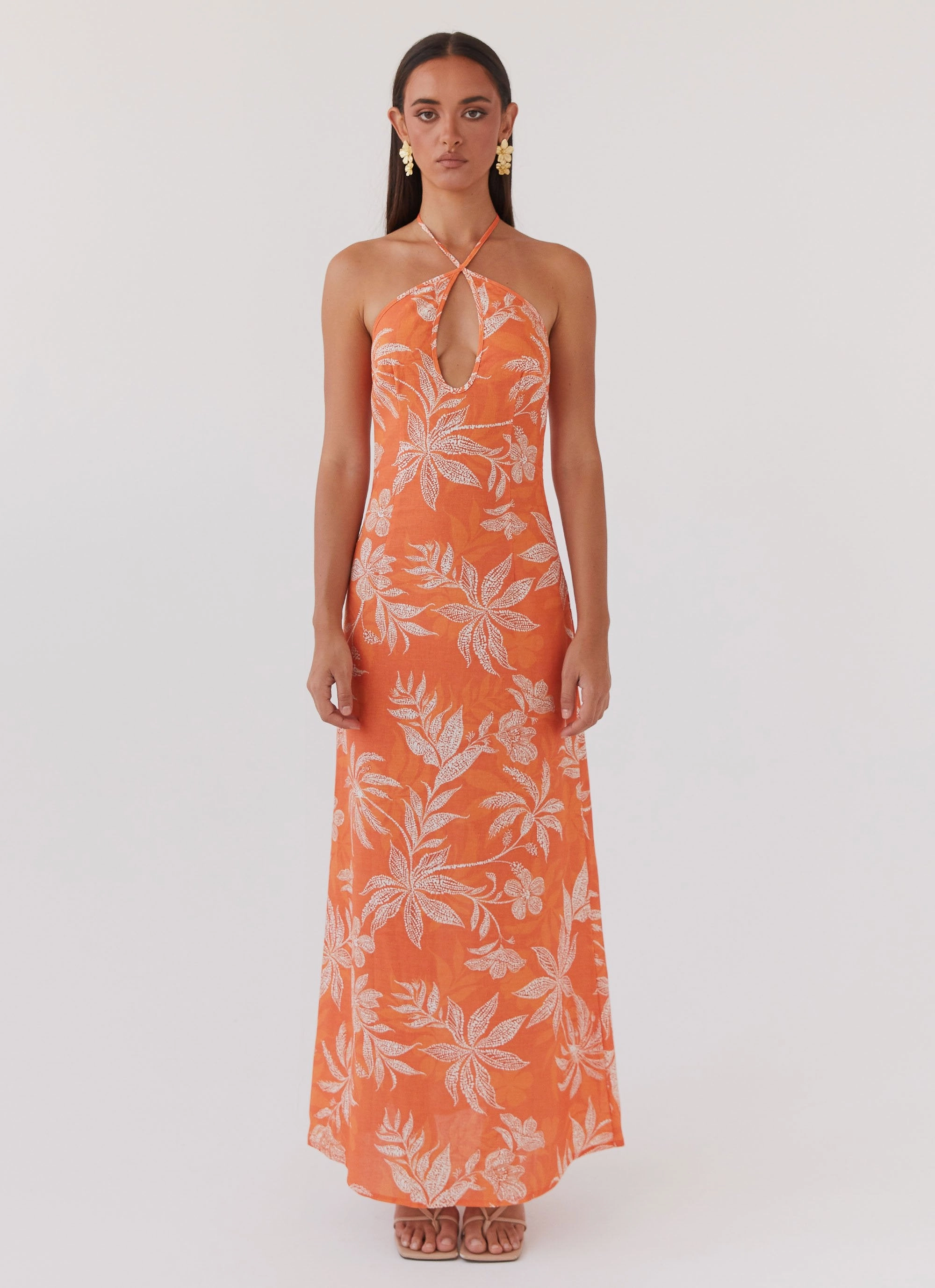 Keliegh Linen Maxi Dress - Tropic Sunset Rural Charm Gloss Accent