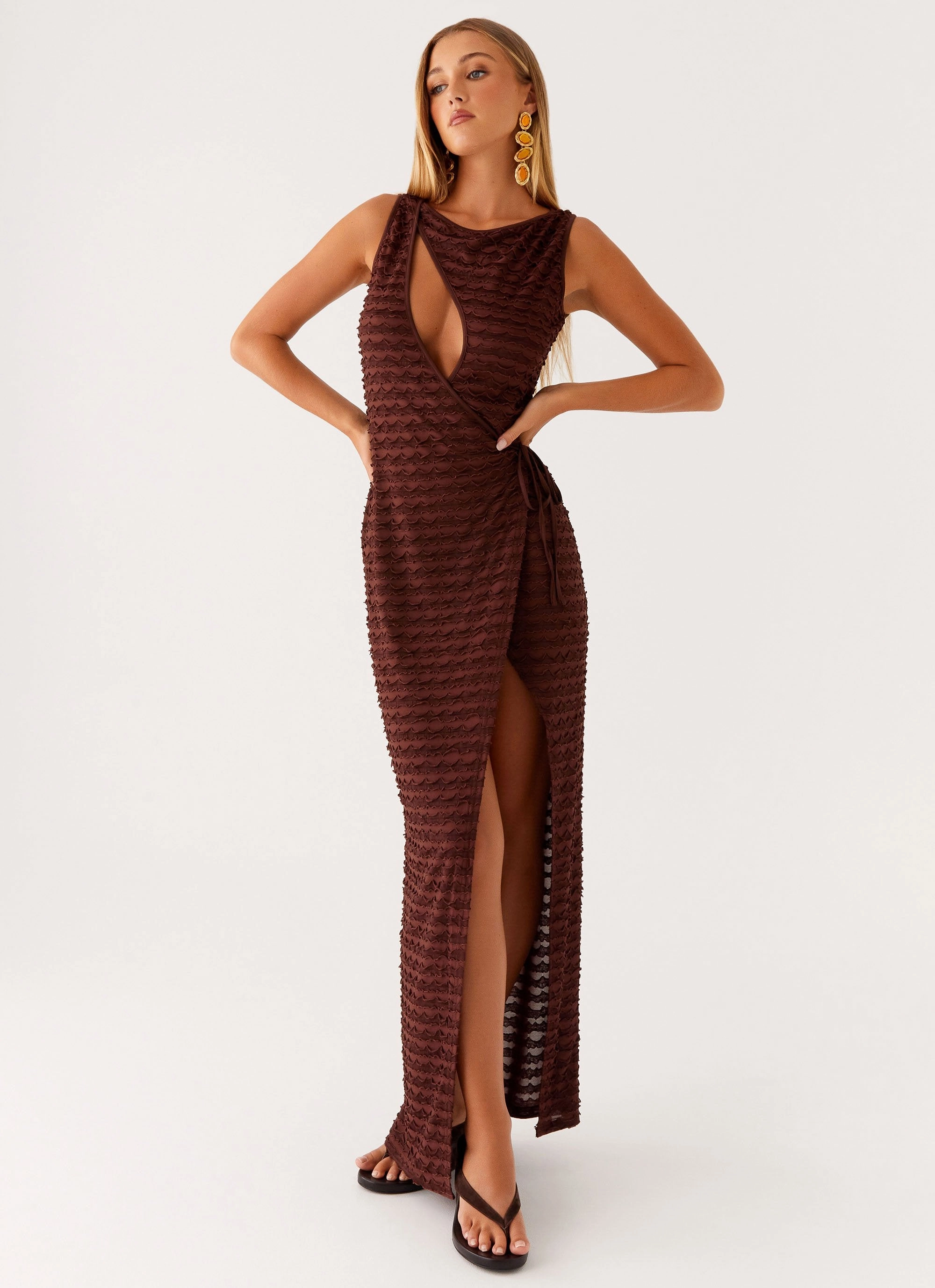 Versatile party outfit Casual Smart Sterling Wrap Maxi Dress - Chocolate