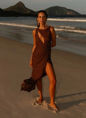 Summer Mood Sterling Wrap Maxi Dress - Chocolate