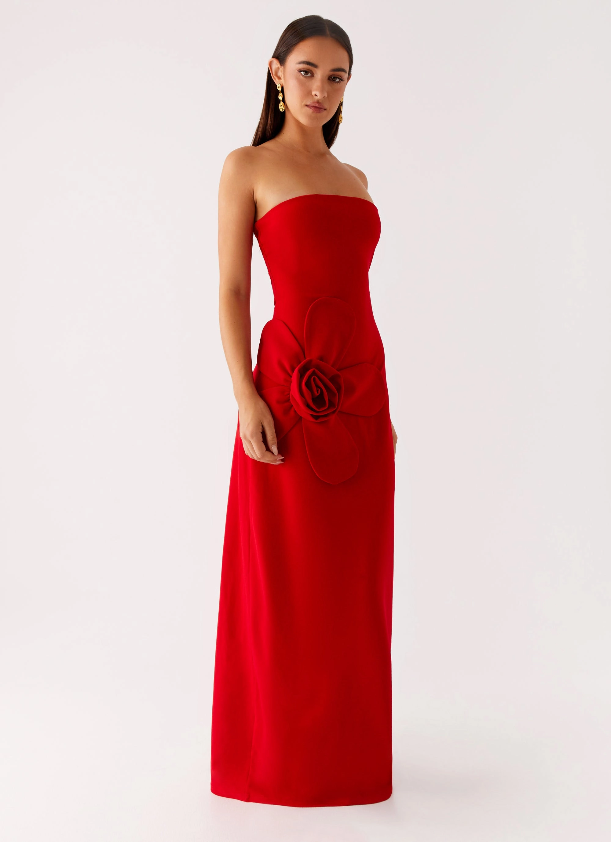 Hilton Strapless Maxi Dress - Red Smooth-Lining Movement Friendly