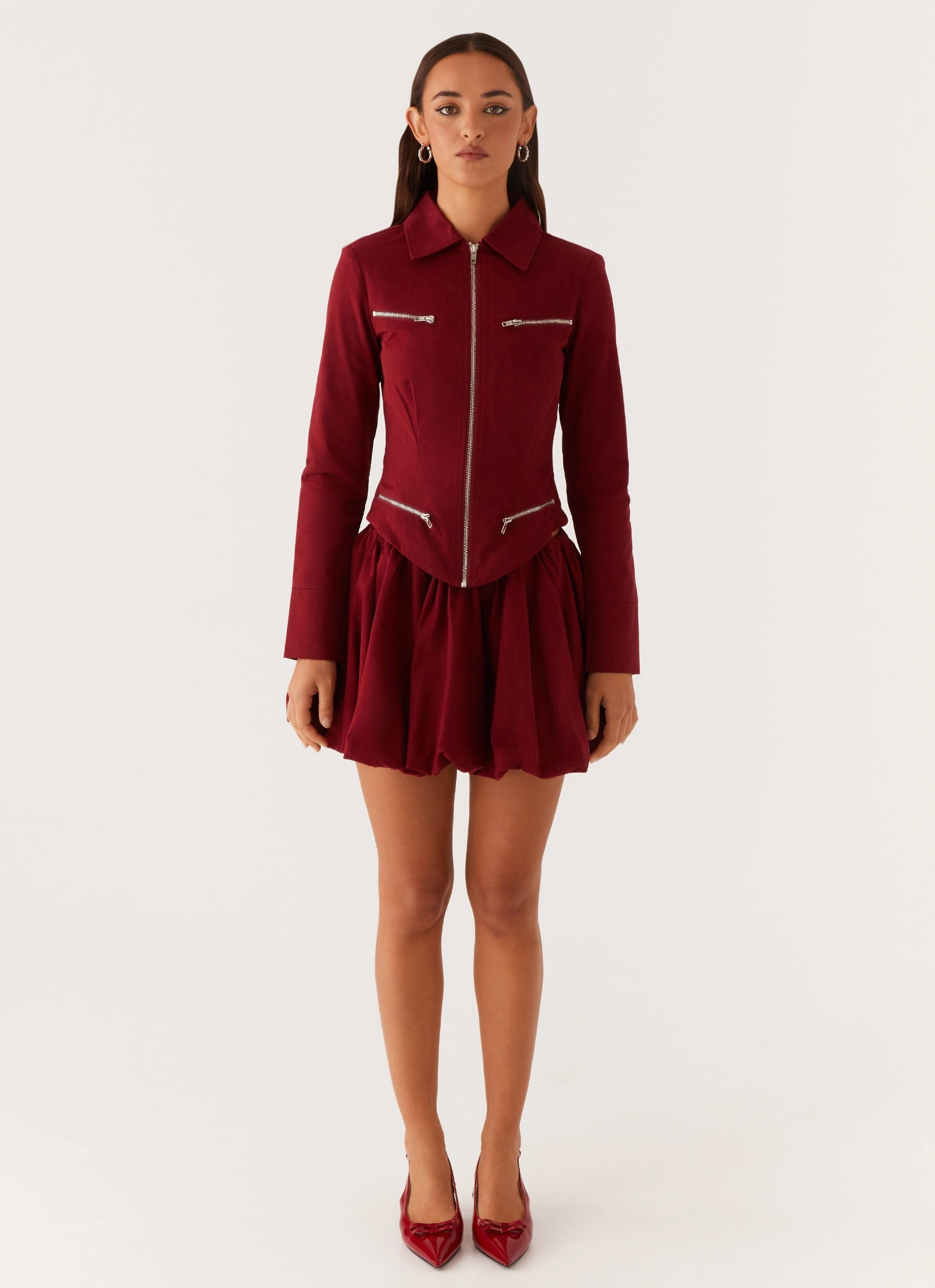 Adjustable drawstring Vesper Bubble Mini Skirt - Mulberry