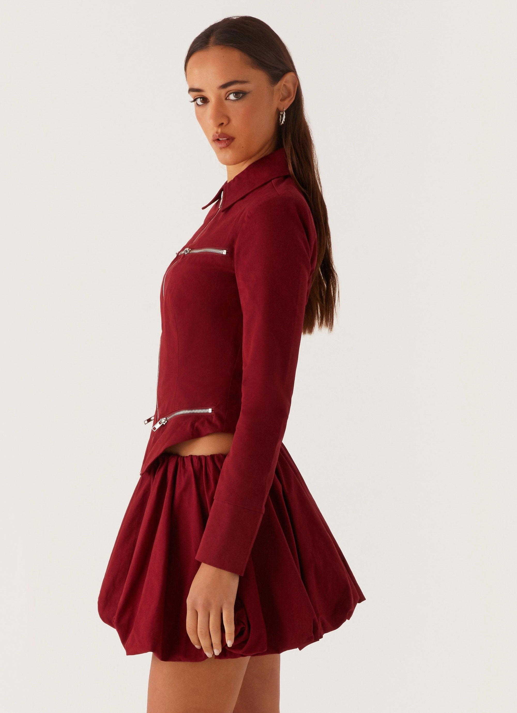 Vesper Bubble Mini Skirt - Mulberry No Iron Street Ready