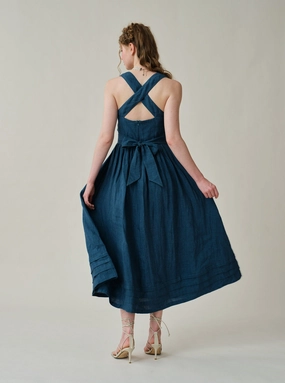 Vetiver 23 | cross back linen dress Quick Access