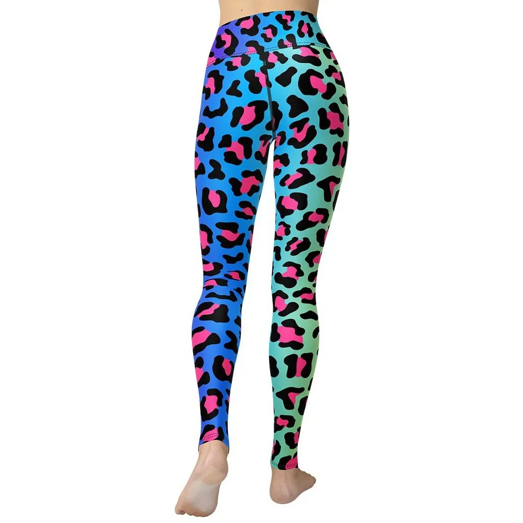 Vibrant Leopard Print Yoga Leggings