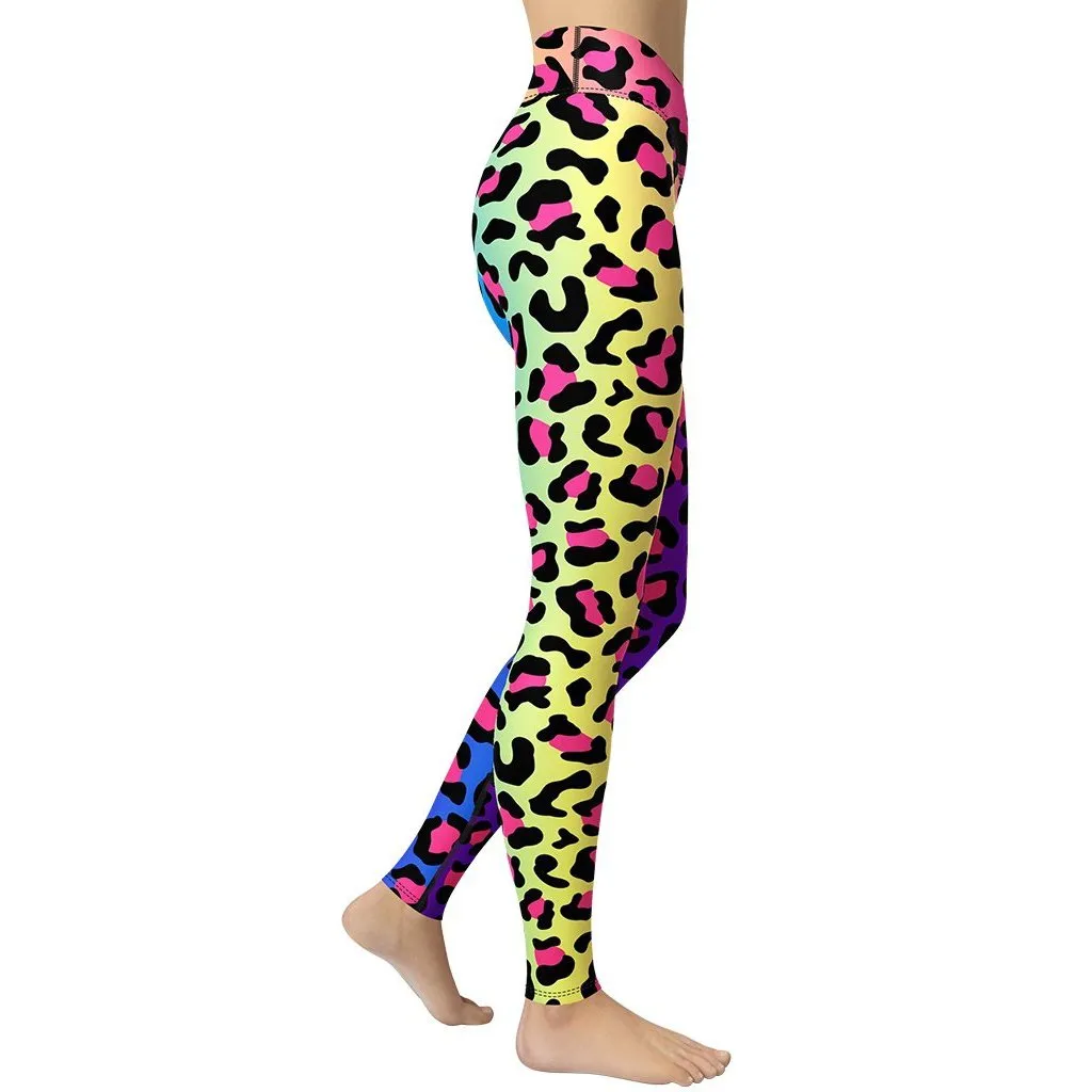 Vibrant Leopard Print Yoga Leggings