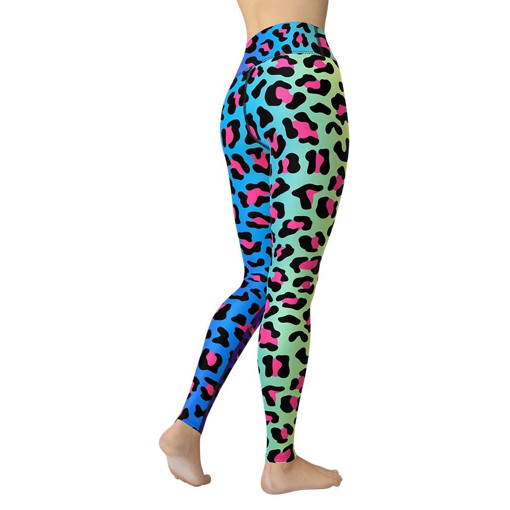 Vibrant Leopard Print Yoga Leggings