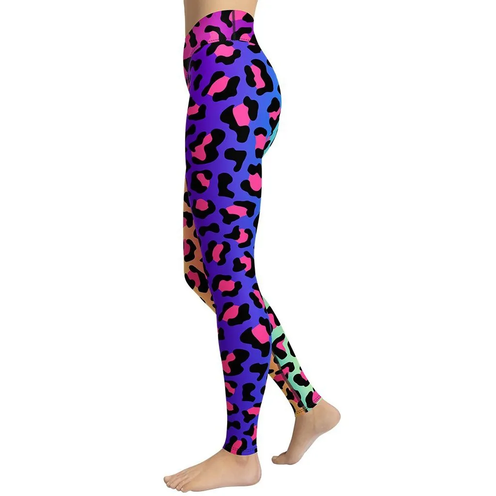 Vibrant Leopard Print Yoga Leggings