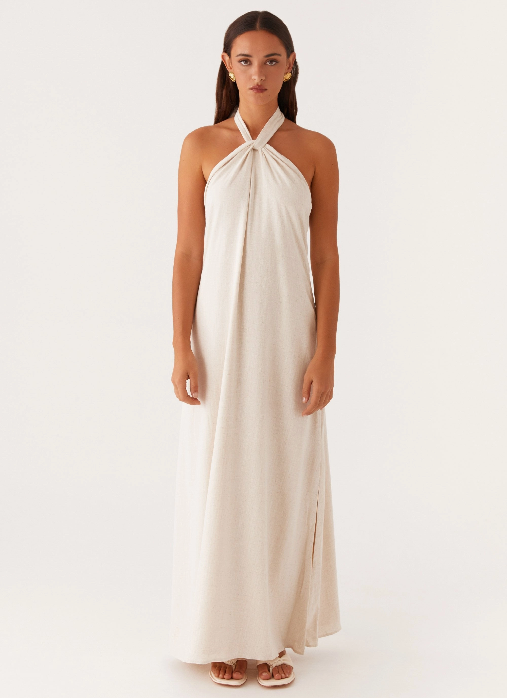 Gentle Fit Form Flow Golden Child Linen Maxi Dress - Oatmeal