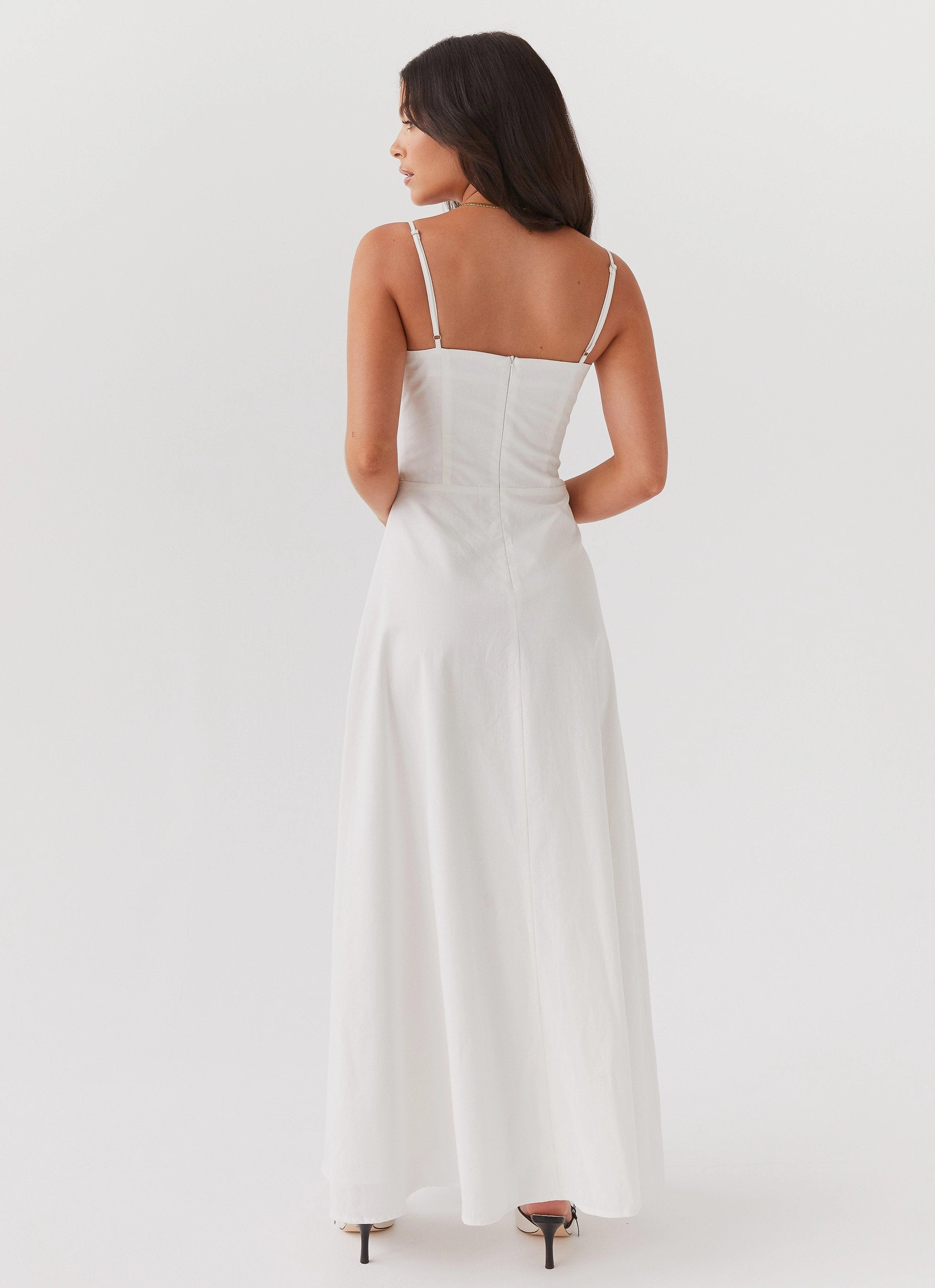 Angelina Linen Maxi Dress - White Social Charm Perfect Style Wear