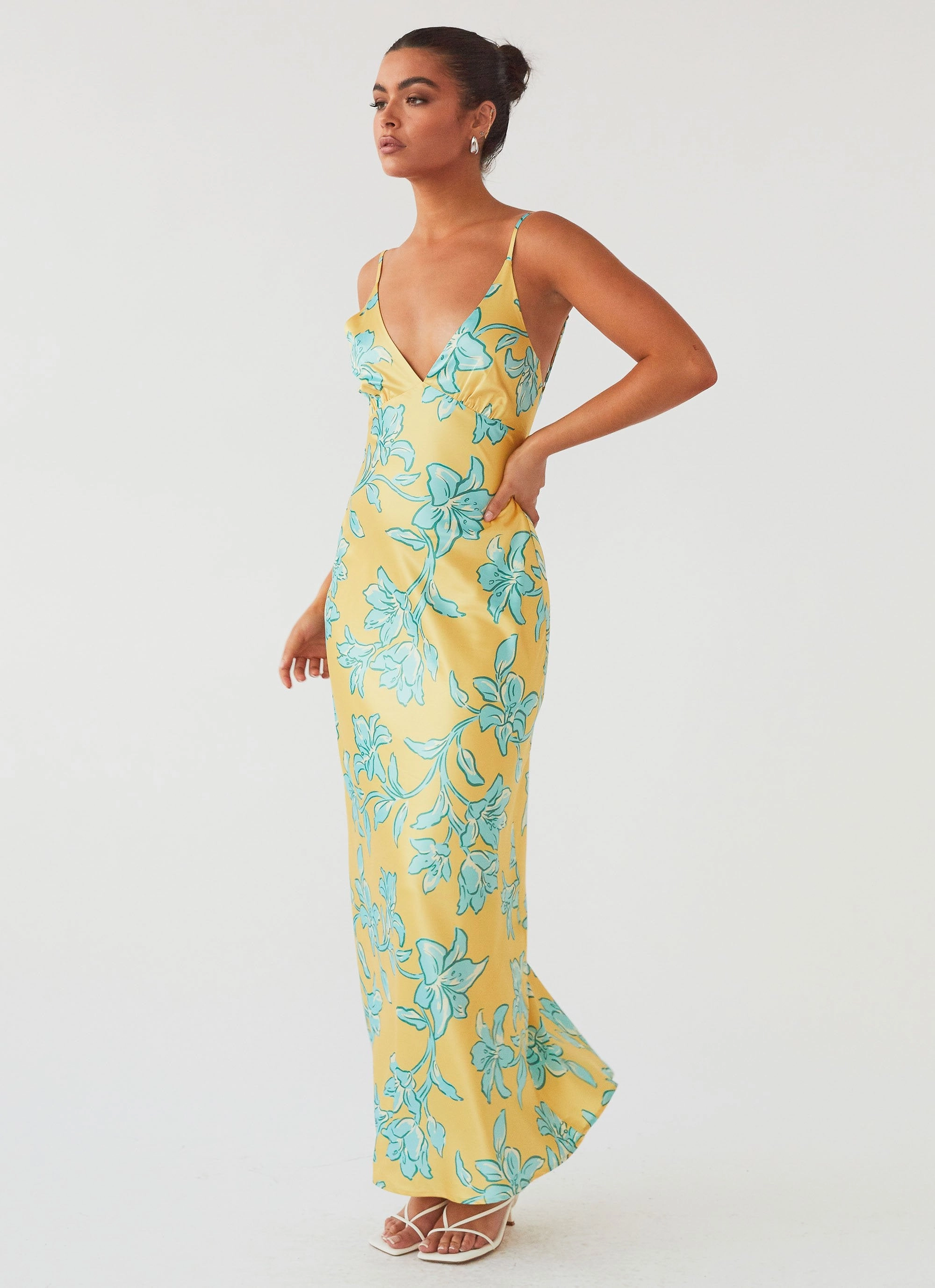 Glossy Fabric Sorrento Sun Maxi Dress - Golden Bloom