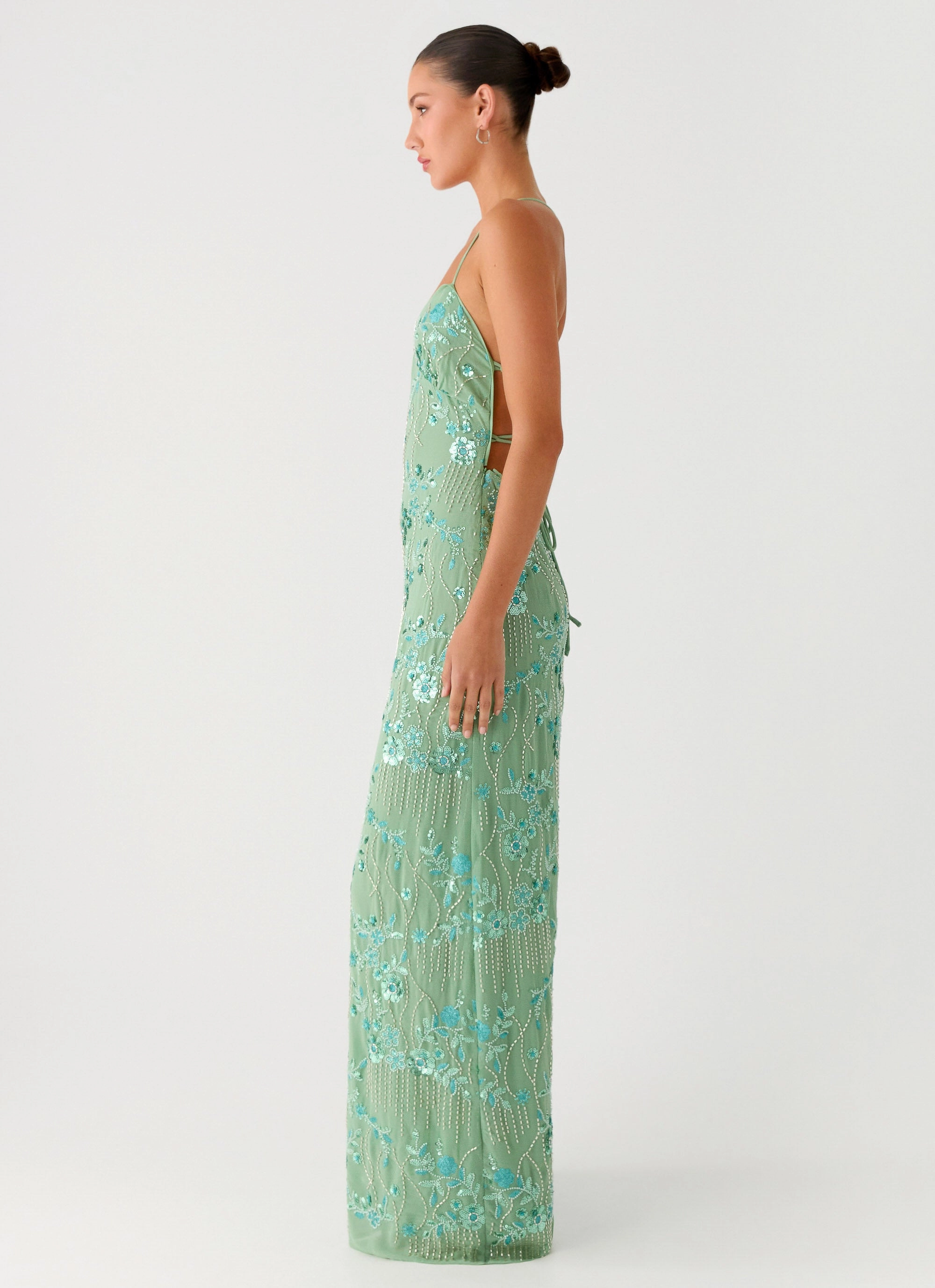 Vietta Sequin Cami Maxi Dress - Mint Classic Appeal Sustainable-Lining