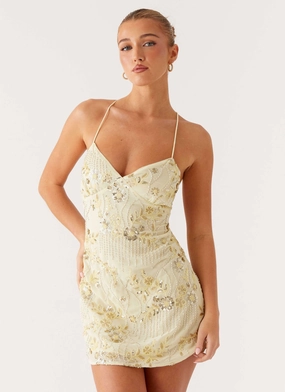 Comfy Flex Vietta Sequin Cami Mini Dress - Yellow