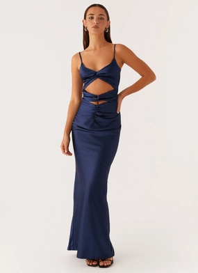 Knit Cool Stormie Satin Maxi Dress - Navy