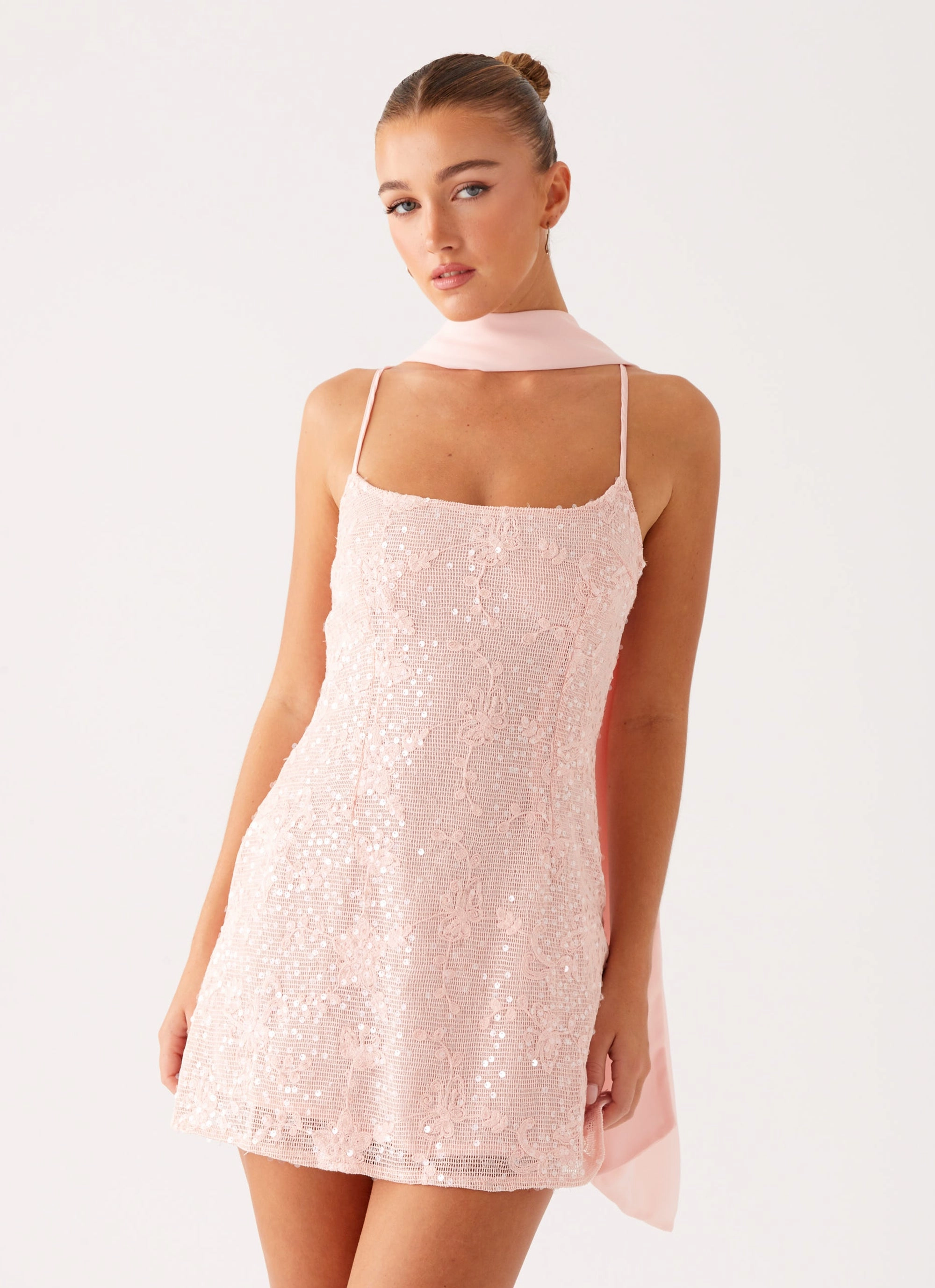 Flattering Design Wear Cloud Light Vision Sequin Mini Dress - Pink