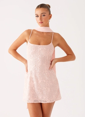 Feminine Style Vision Sequin Mini Dress - Pink