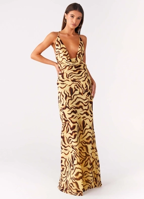 Casual and Stylish Viva Lune Maxi Dress - Laguna Print