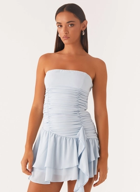 Viviana Mini Dress - Baby Blue Dreamy Texture Perfect For Any Occasion