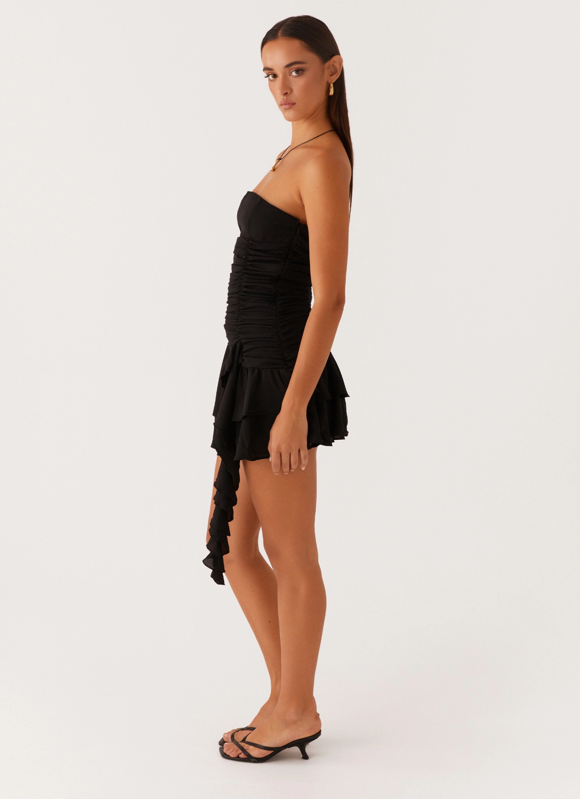 Brunch Outfit Saturated Hue Viviana Mini Dress - Black