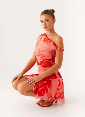 Wade Mini Dress - Sicily Sunsets Print Premium Material Flower Grace