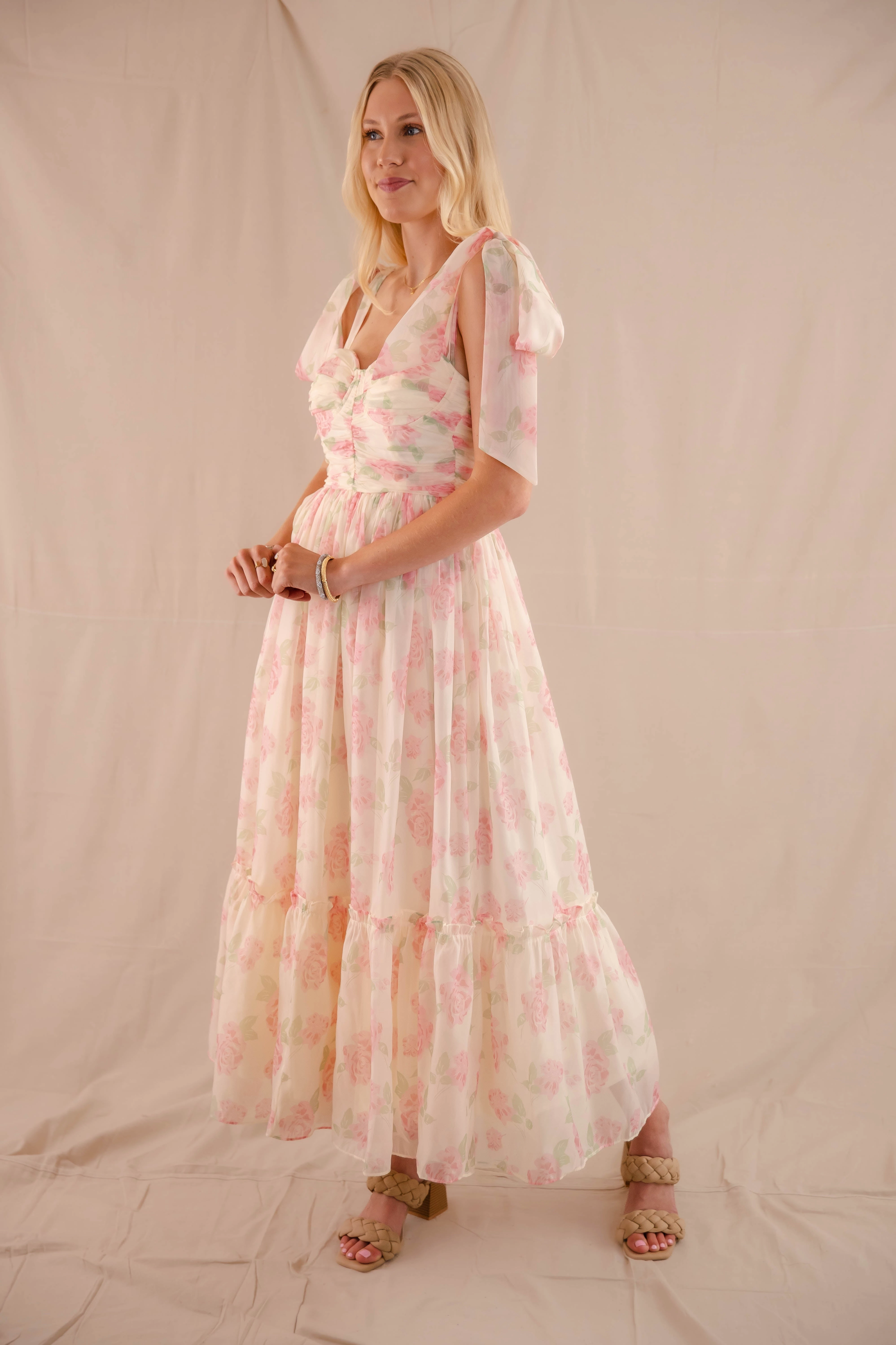 Dreamy Drape Waiting For My Chance Maxi Dress-Blush