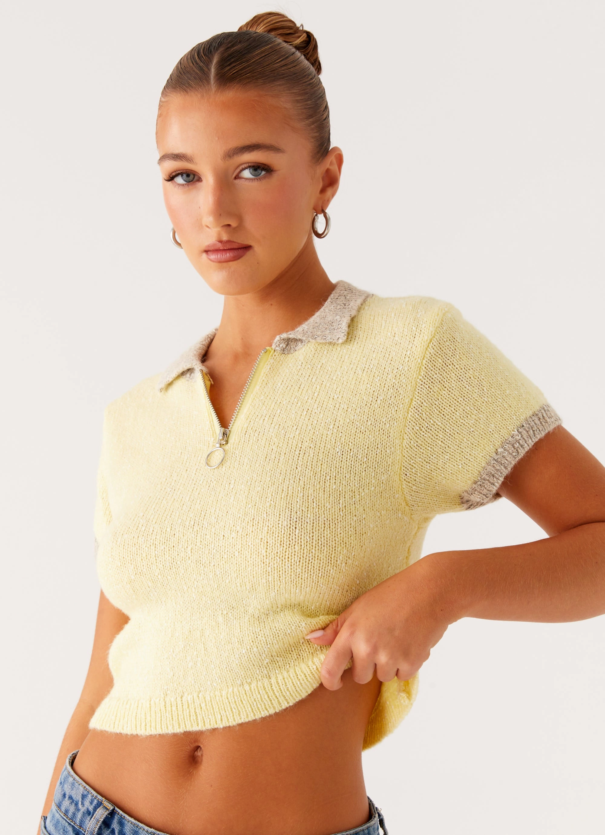 HeatPressedLogos 3D Spacer Fabric Walsh Knit Polo Top - Yellow