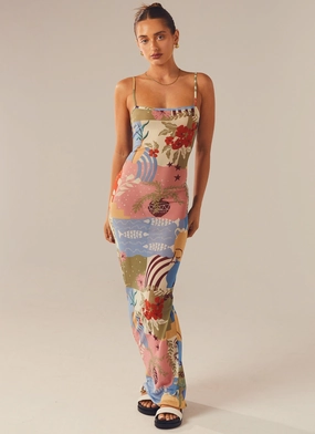 Playful touch Drape Wave Wanderlust Maxi Dress - Fantasy Muse