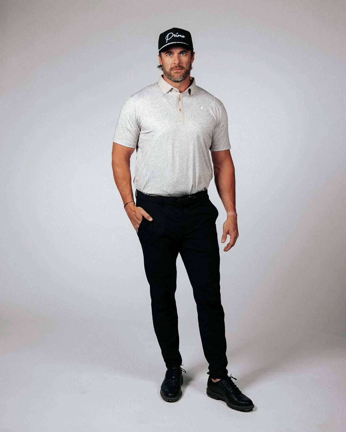 Warm Gray Sandstone Classic Polo Layered Collar NonIrritatingTags