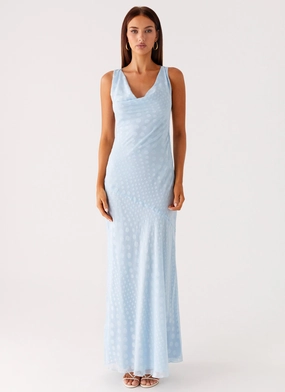 Sundance Chiffon Maxi Dress - Blue Cute Glow Subtle Fit