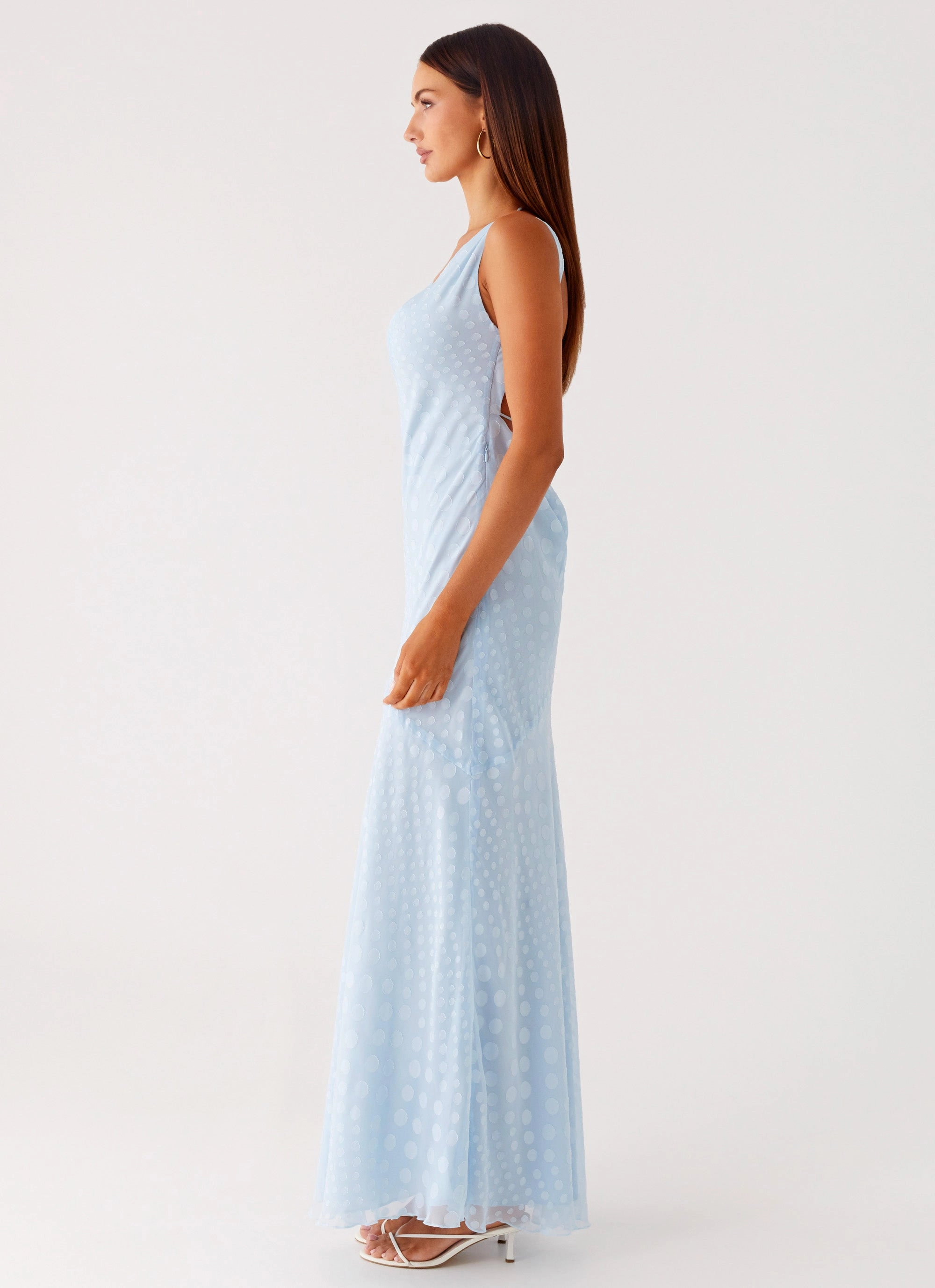 Elegant Waistband Light Shape Sundance Chiffon Maxi Dress - Blue