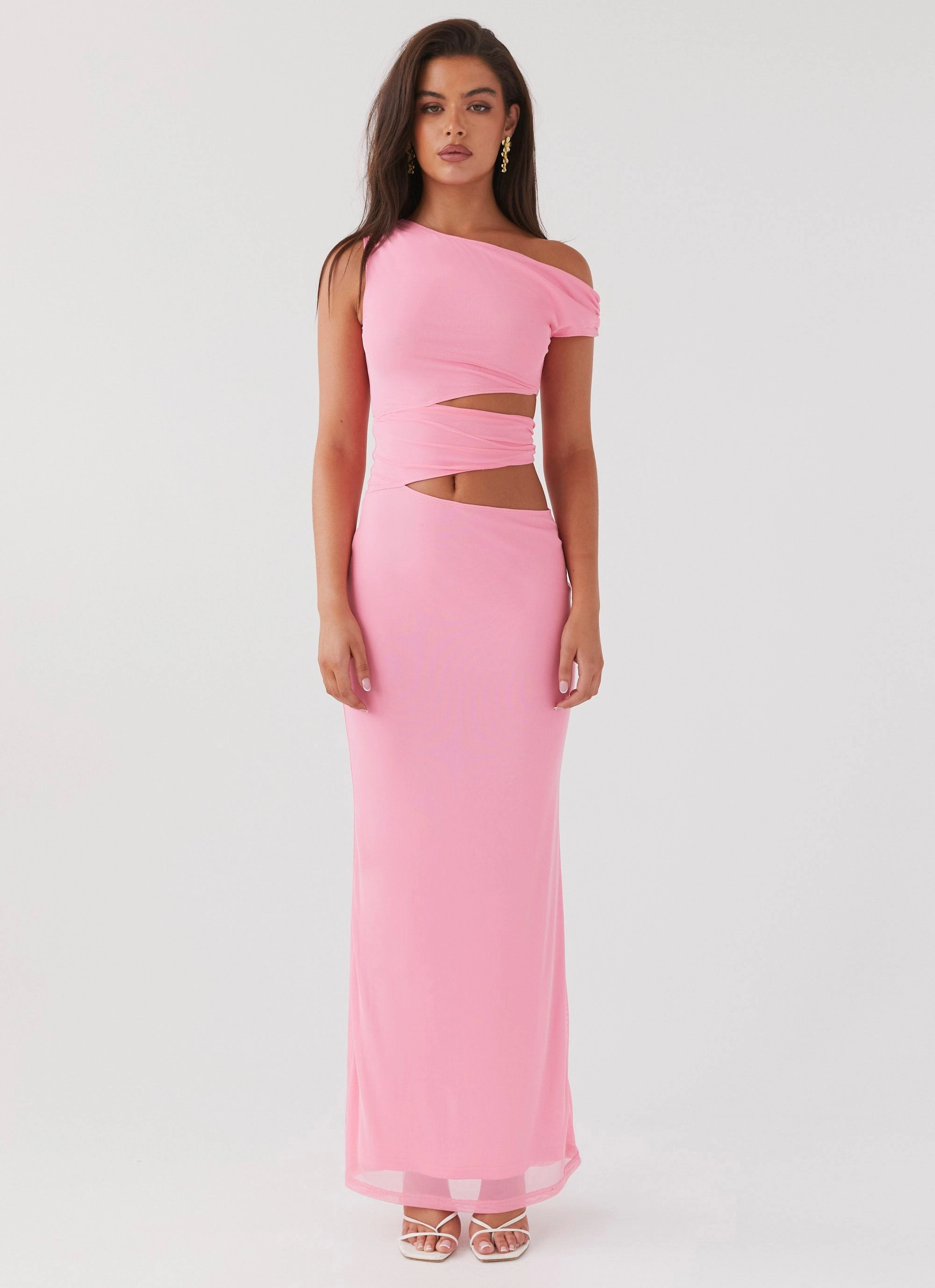 Open-back Margot One Shoulder Maxi Dress - Candy