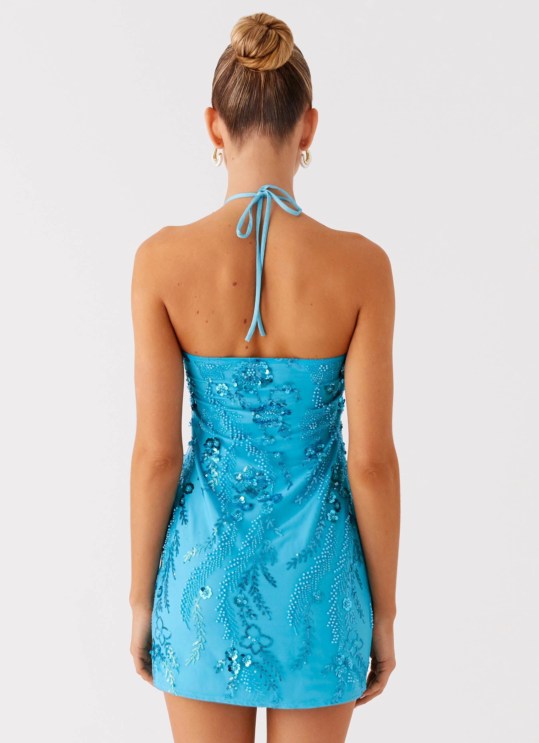 Sophisticated Look Special-Edition Bebe Beaded Mini Dress - Royal Blue