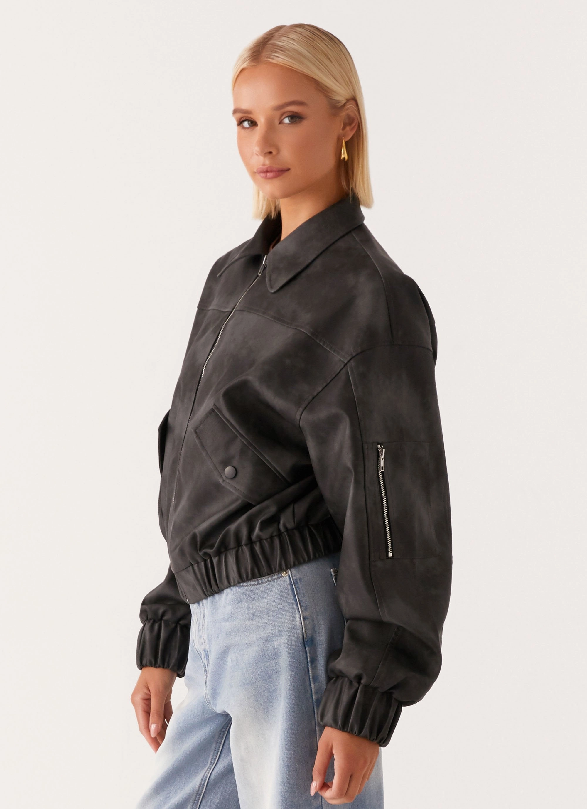 Washington Bomber Jacket - Black Commuter Friendly Look Neutral palette