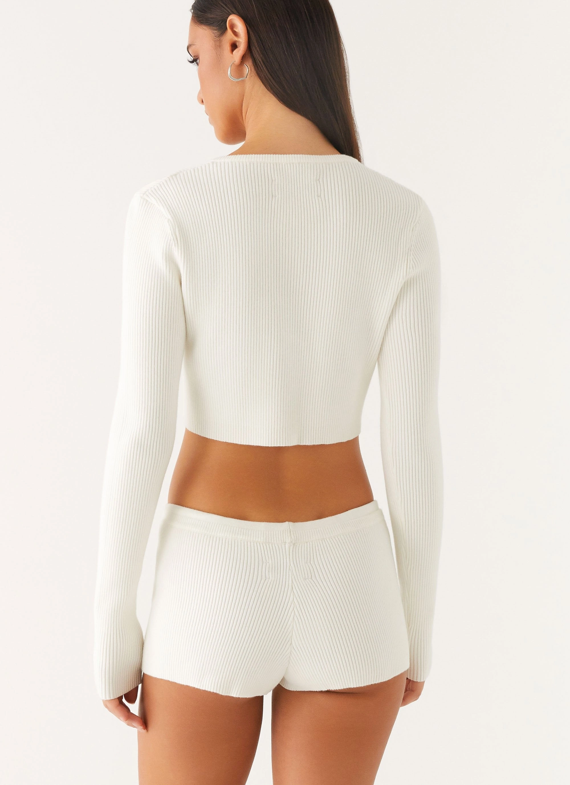 Adria Long Sleeve Cardigan - Ivory Oversized Collar